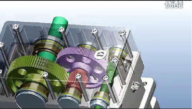 二級圓柱齒輪減速機3D動畫